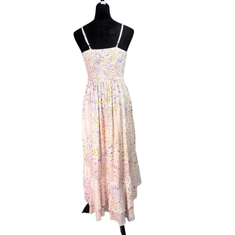 Japna Floral Maxi Dress Small - Boho Chic Cottagecore High-Low Ruffle Hem - Past - Picture 9 of 14